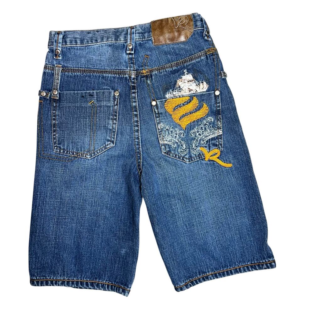 Rocawear Vintage Y2K  Denim baggy Shorts Jorts embroidered Hip Hop Streetwear 7x